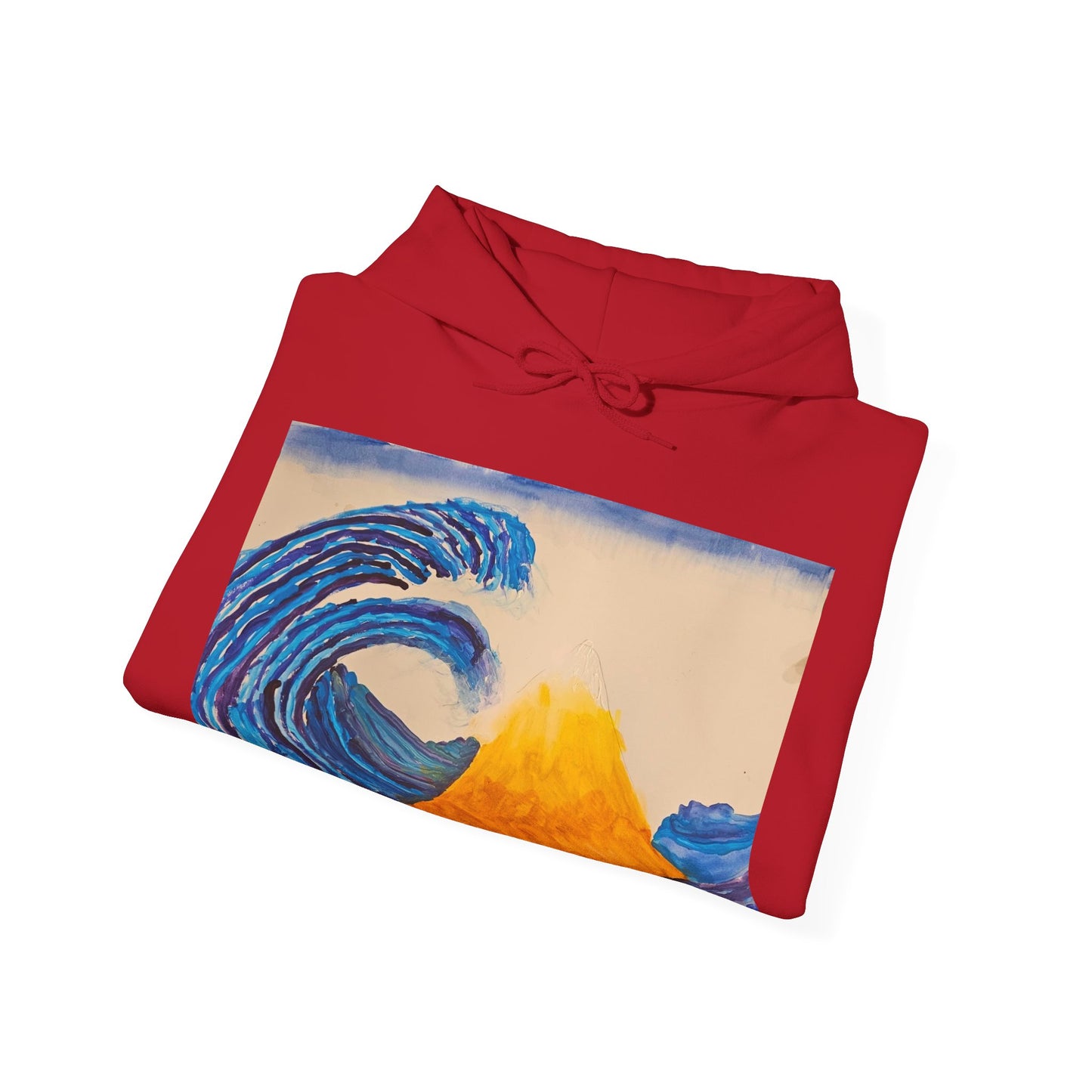 Wave and Volcano Art Hoodie — Ocean Wave Painting Sweatshirt