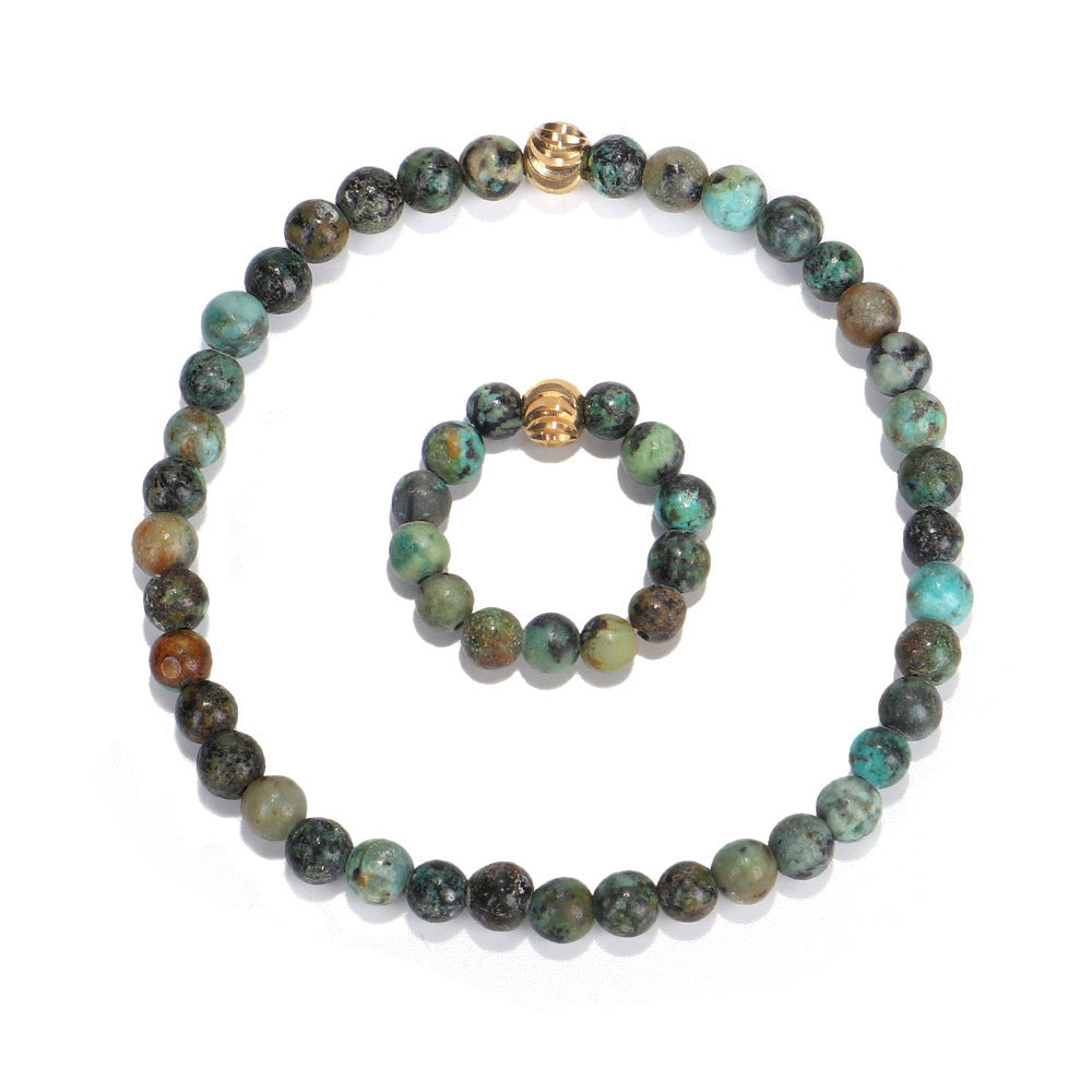 Summer New African Turquoise Elastic Bracelet 7 Ring
