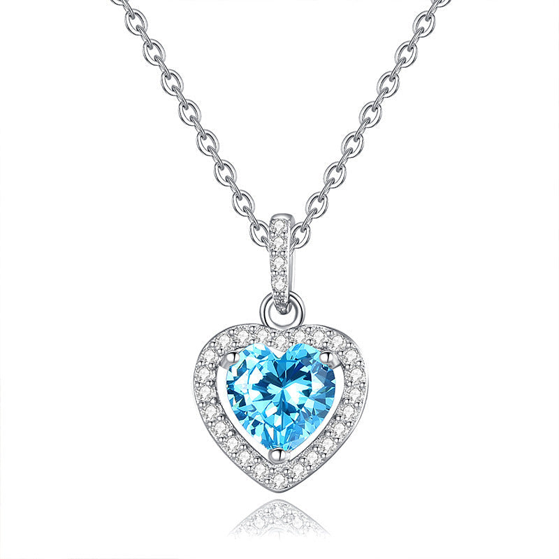 Natural Gemstone Heart Necklace for Women – S925 Sterling Silver