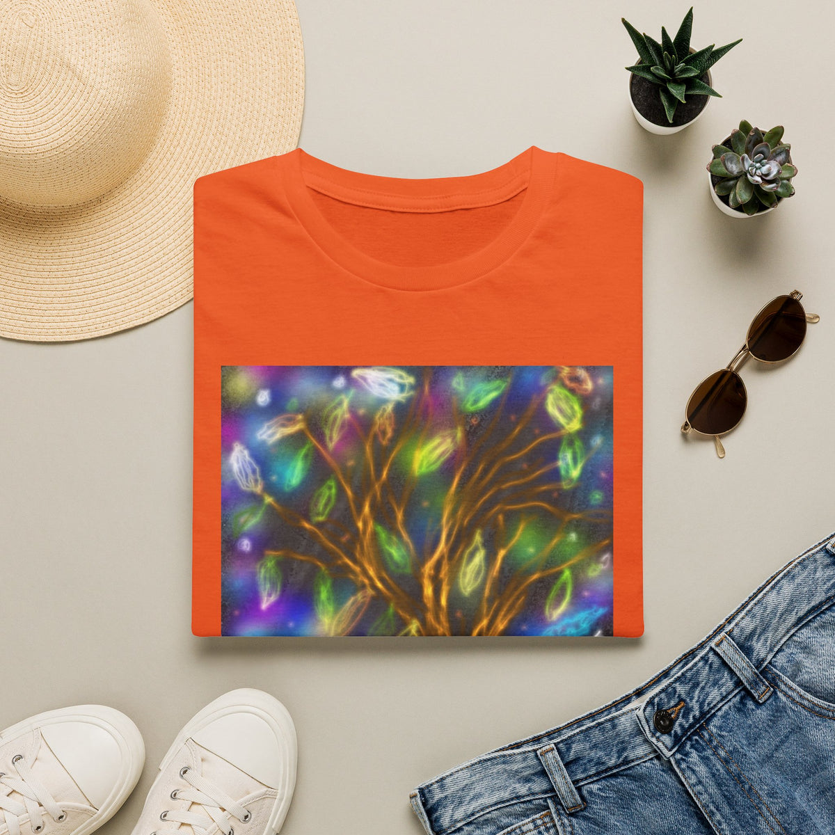 Mystic Tree Graphic T-Shirt — Colorful Ethereal Nature Design