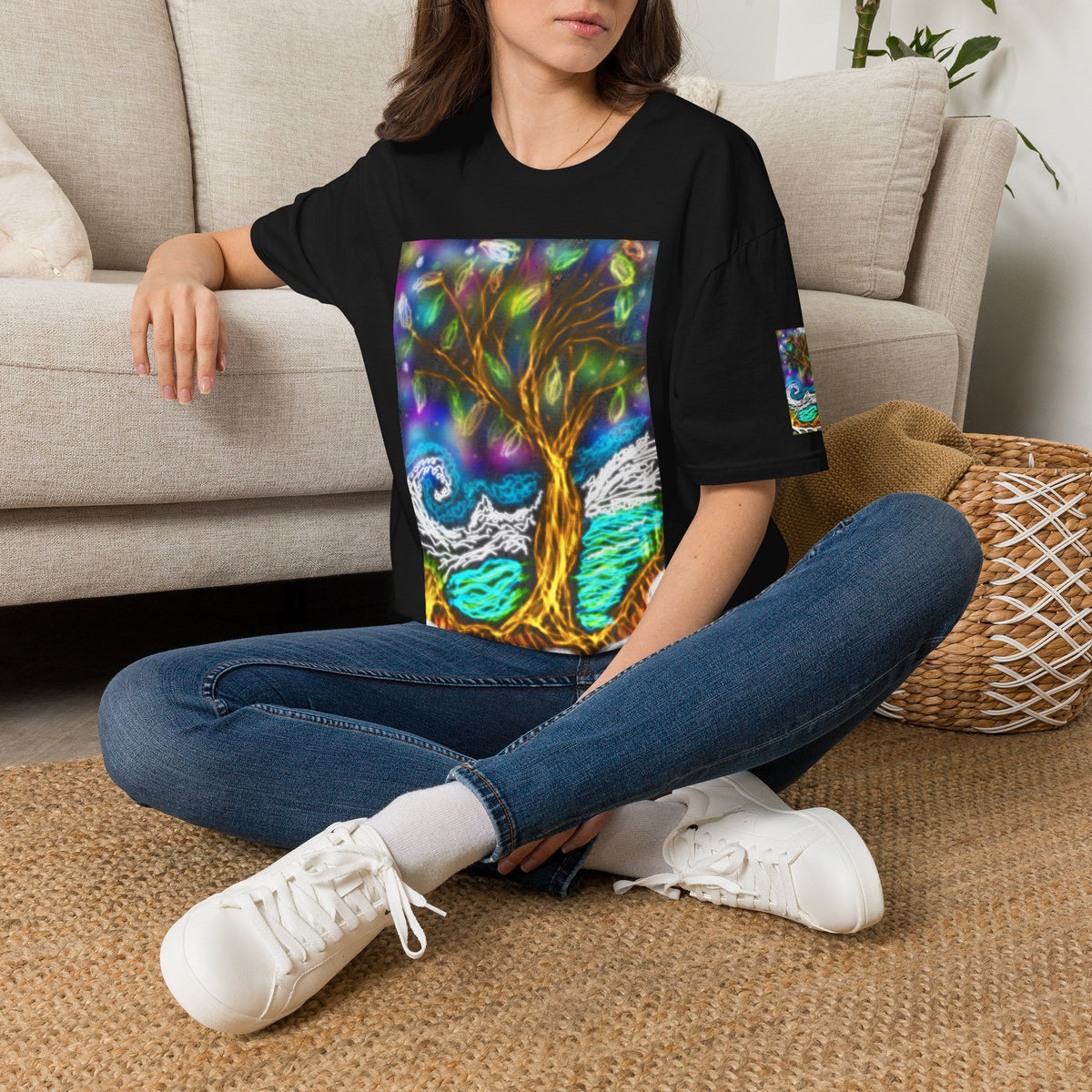 Mystic Tree Graphic T-Shirt — Colorful Ethereal Nature Design