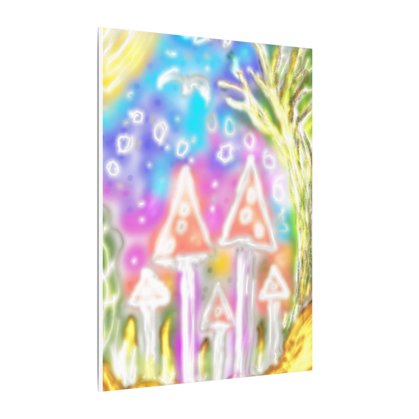 Whimsical Mushroom Forest Canvas Print — Dreamy Pastel Wall Art