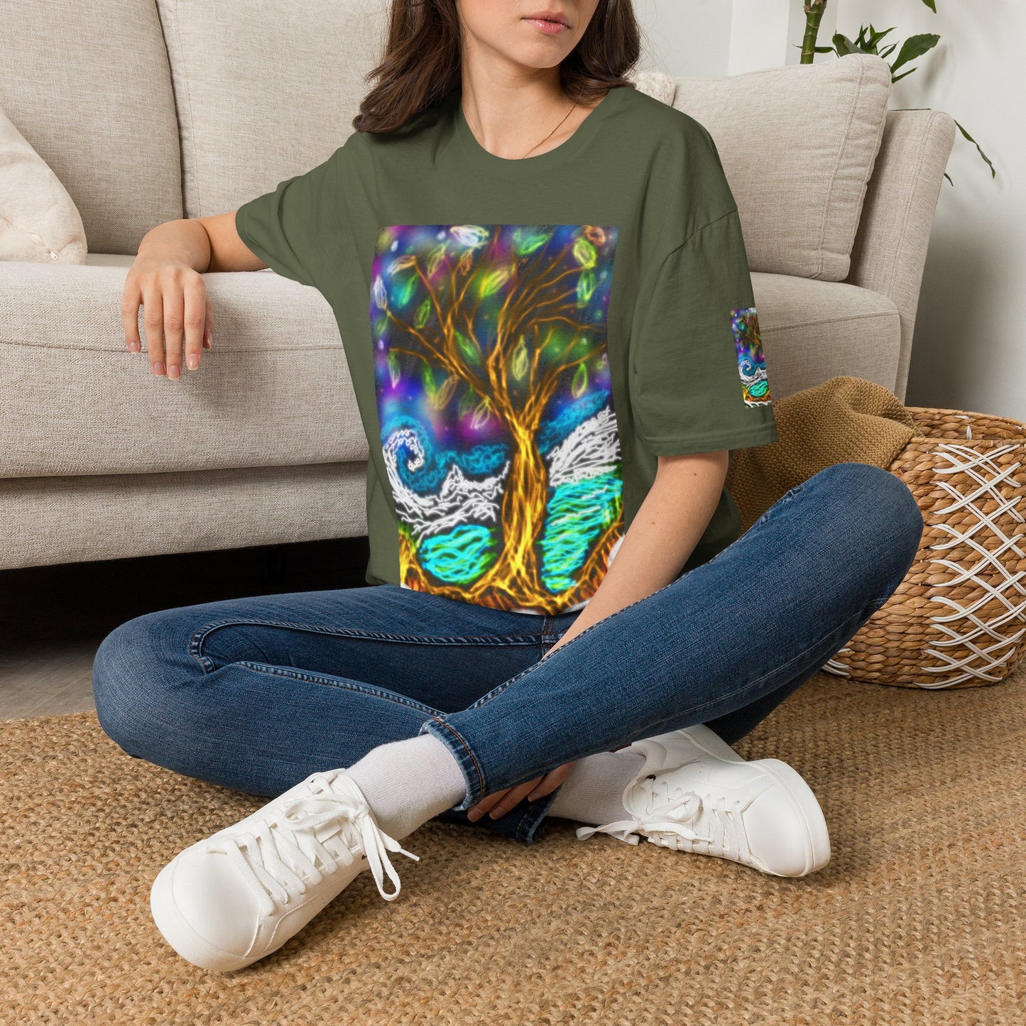 Mystic Tree Graphic T-Shirt — Colorful Ethereal Nature Design