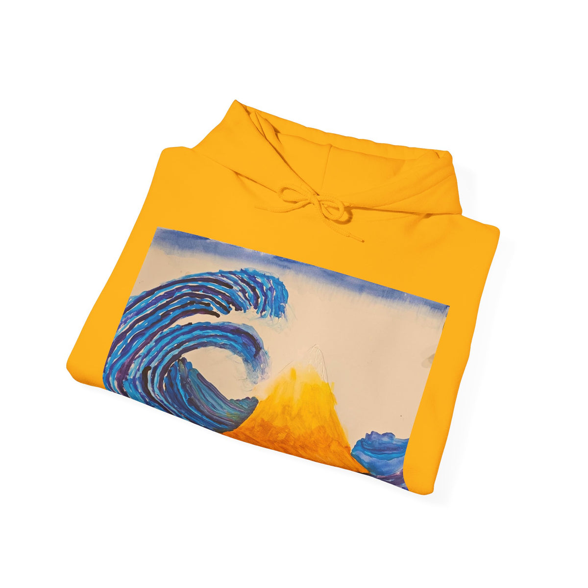 Wave and Volcano Art Hoodie — Ocean Wave Painting Sweatshirt