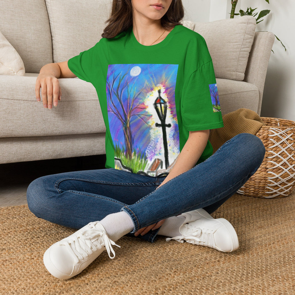 Moonlit Lantern T‑Shirt — Whimsical Nightscape Tee