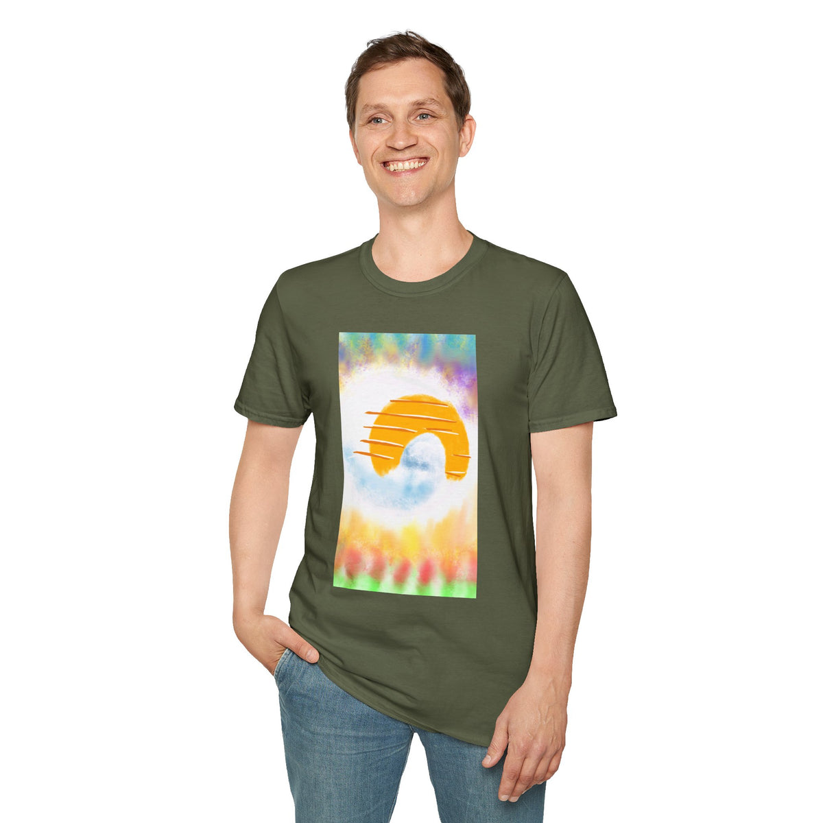 Retro Sunrise Graphic T-Shirt — Colorful Tie-Dye Vibe