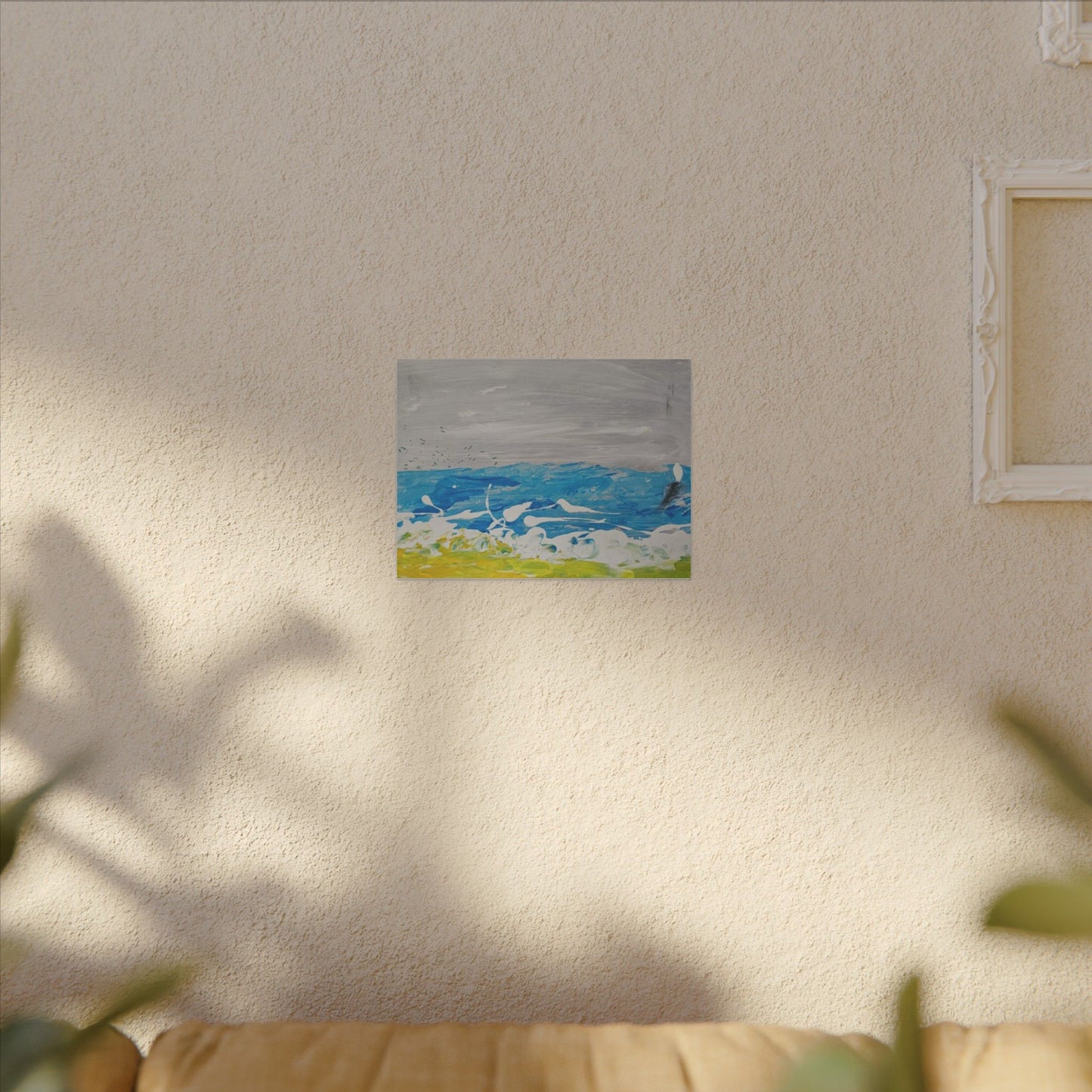 Seaside Abstract Canvas Art – Blue Ocean Waves Matte Stretched Print