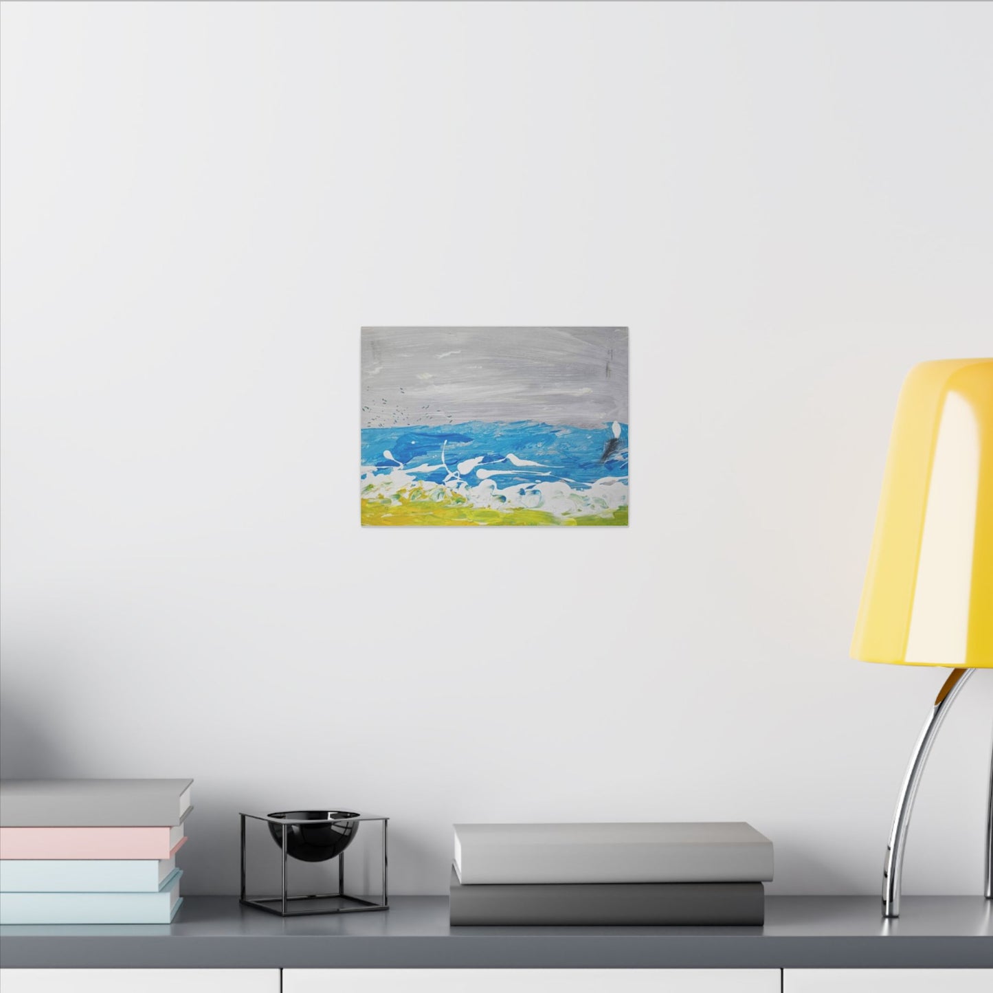 Seaside Abstract Canvas Art – Blue Ocean Waves Matte Stretched Print