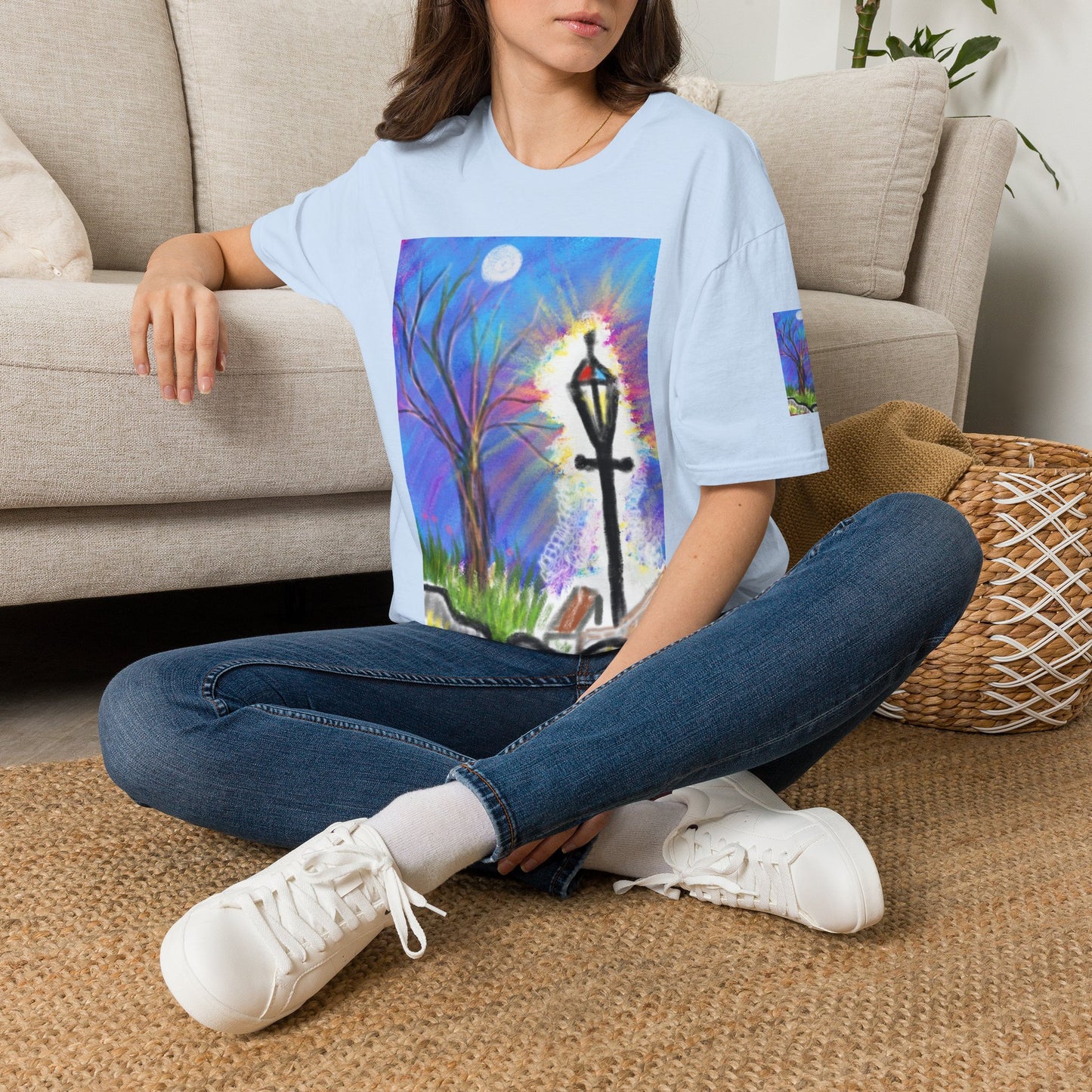 Moonlit Lantern T‑Shirt — Whimsical Nightscape Tee