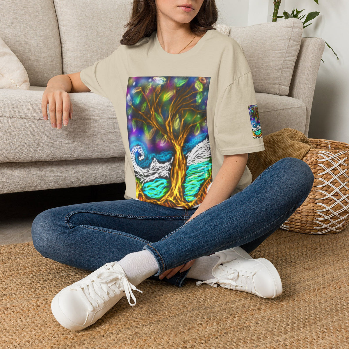 Mystic Tree Graphic T-Shirt — Colorful Ethereal Nature Design