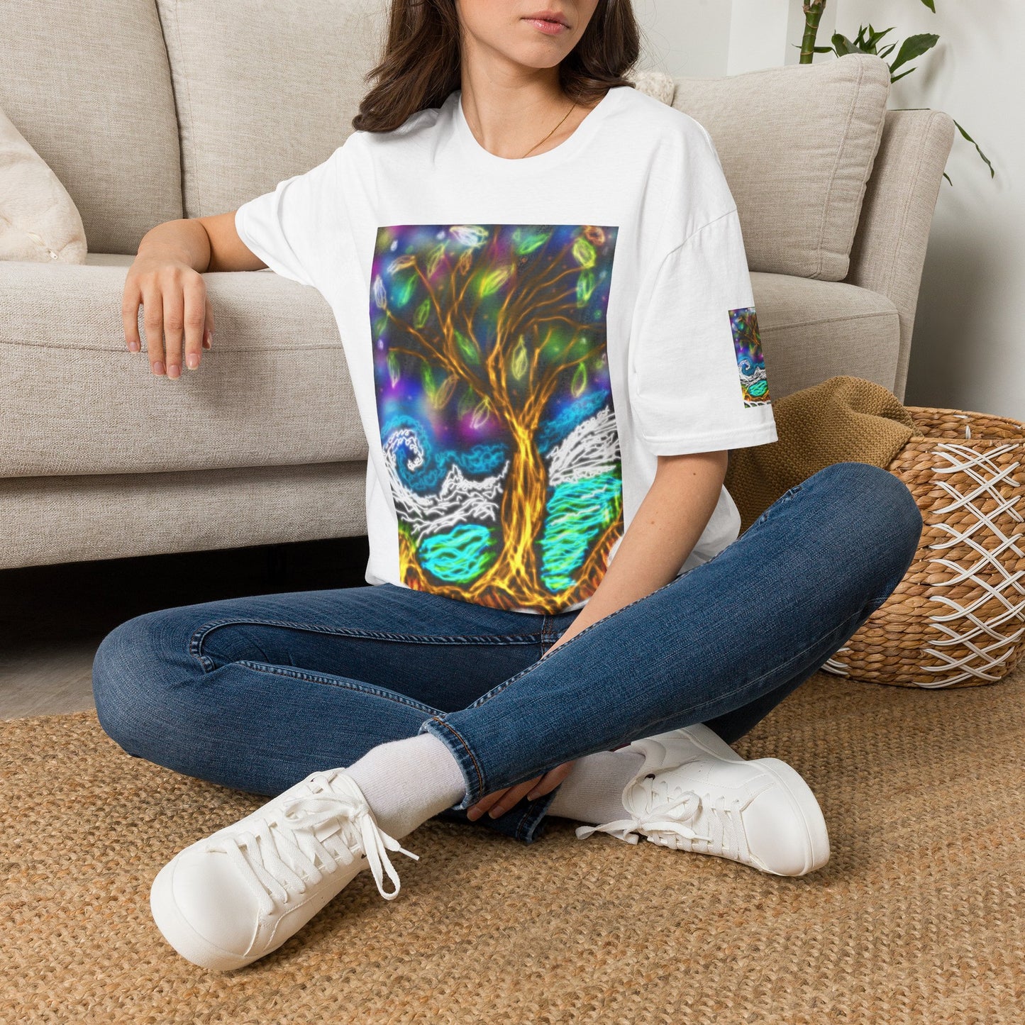 Mystic Tree Graphic T-Shirt — Colorful Ethereal Nature Design