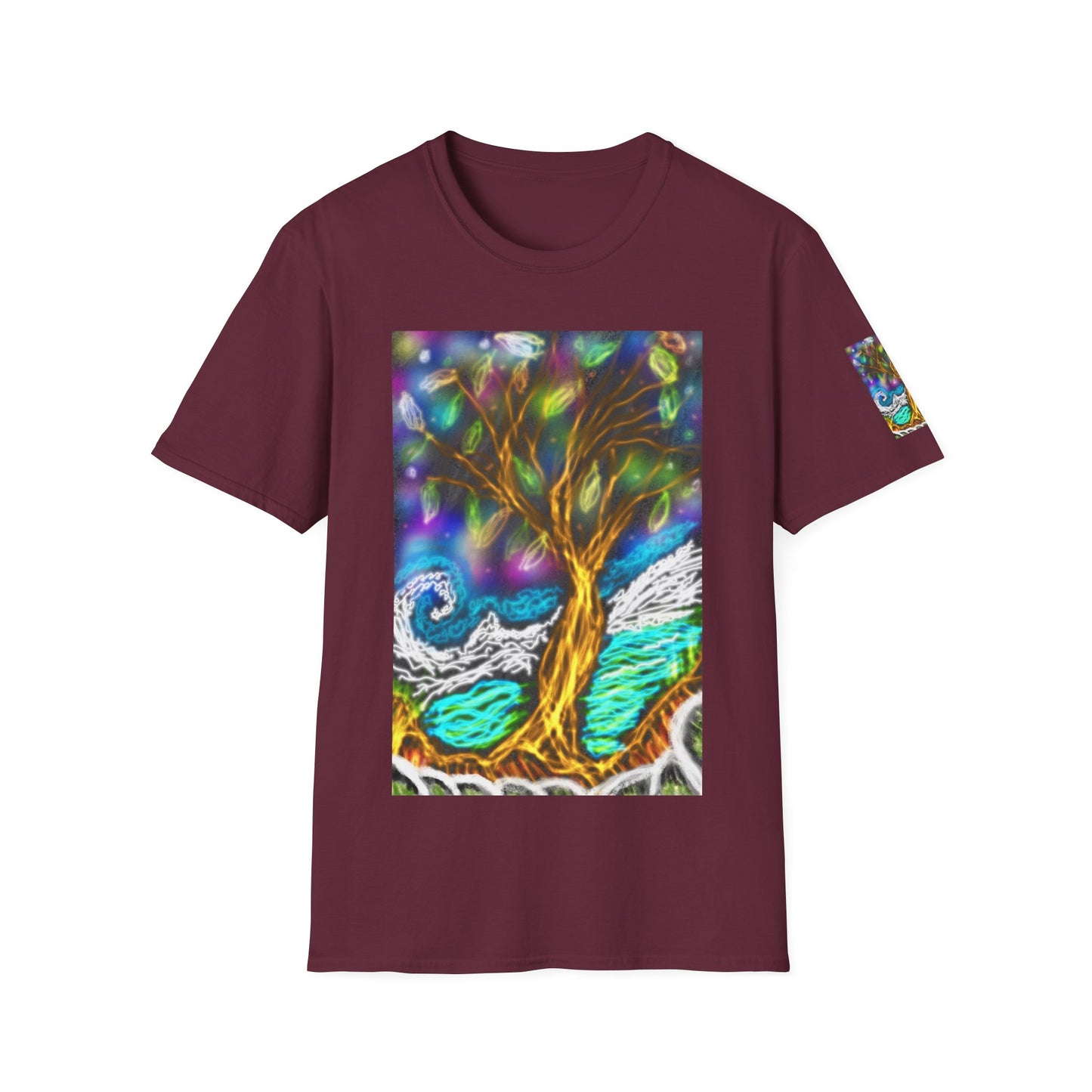 Mystic Tree Graphic T-Shirt — Colorful Ethereal Nature Design