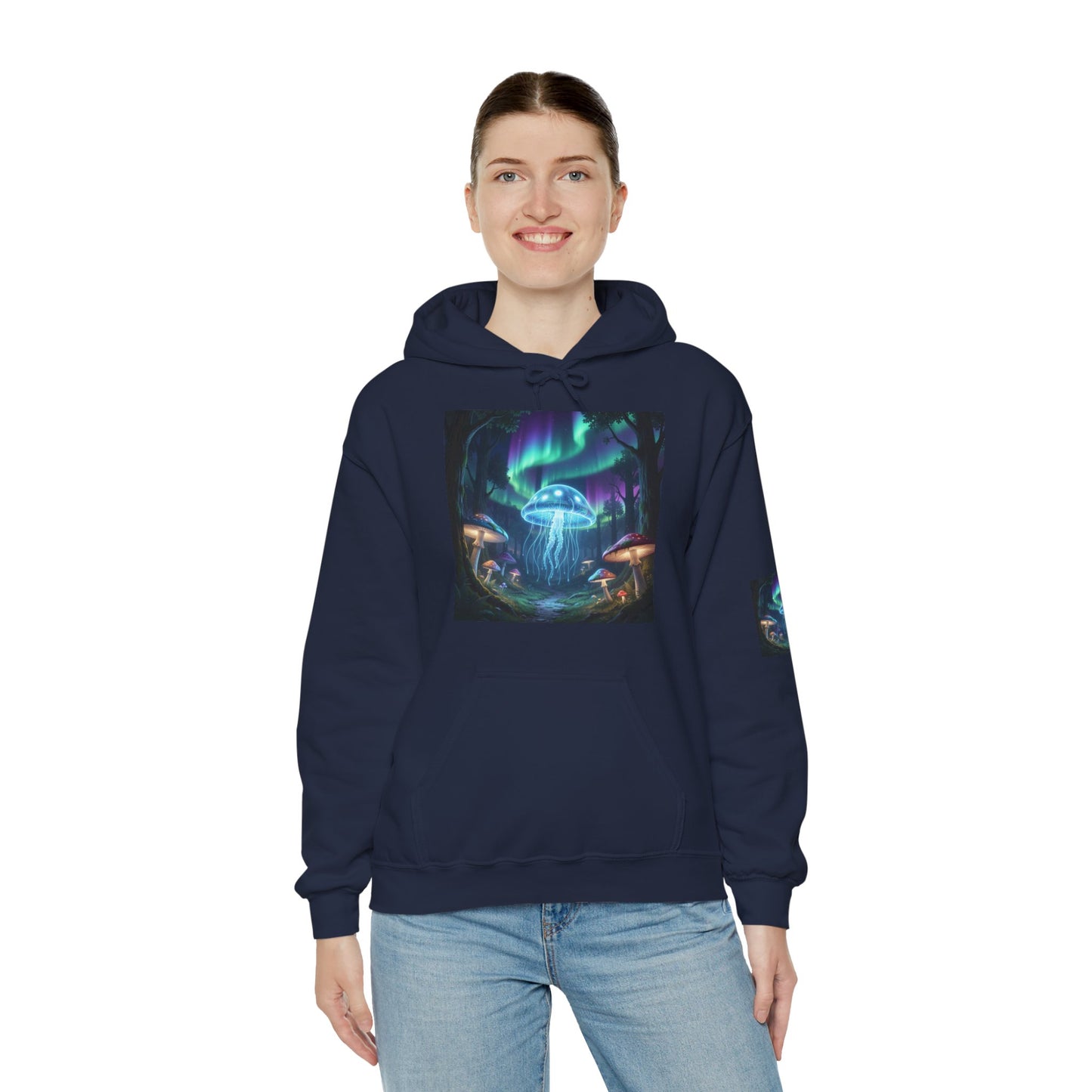 Mystical Glow Mushroom Jellyfish Hoodie – Neon Forest Jellyfish Design
