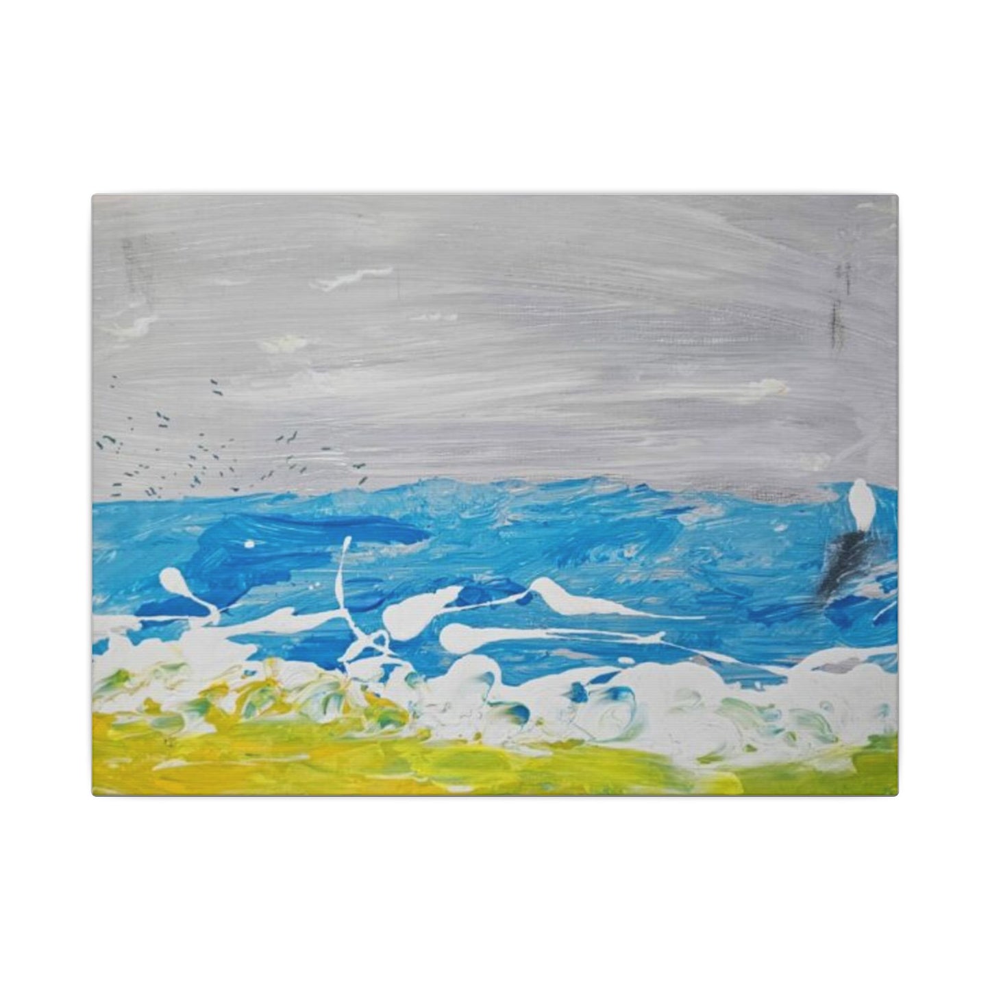 Seaside Abstract Canvas Art – Blue Ocean Waves Matte Stretched Print