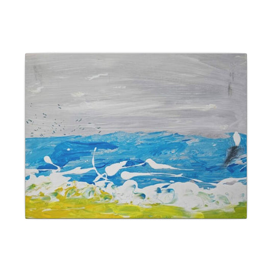 Seaside Abstract Canvas Art – Blue Ocean Waves Matte Stretched Print