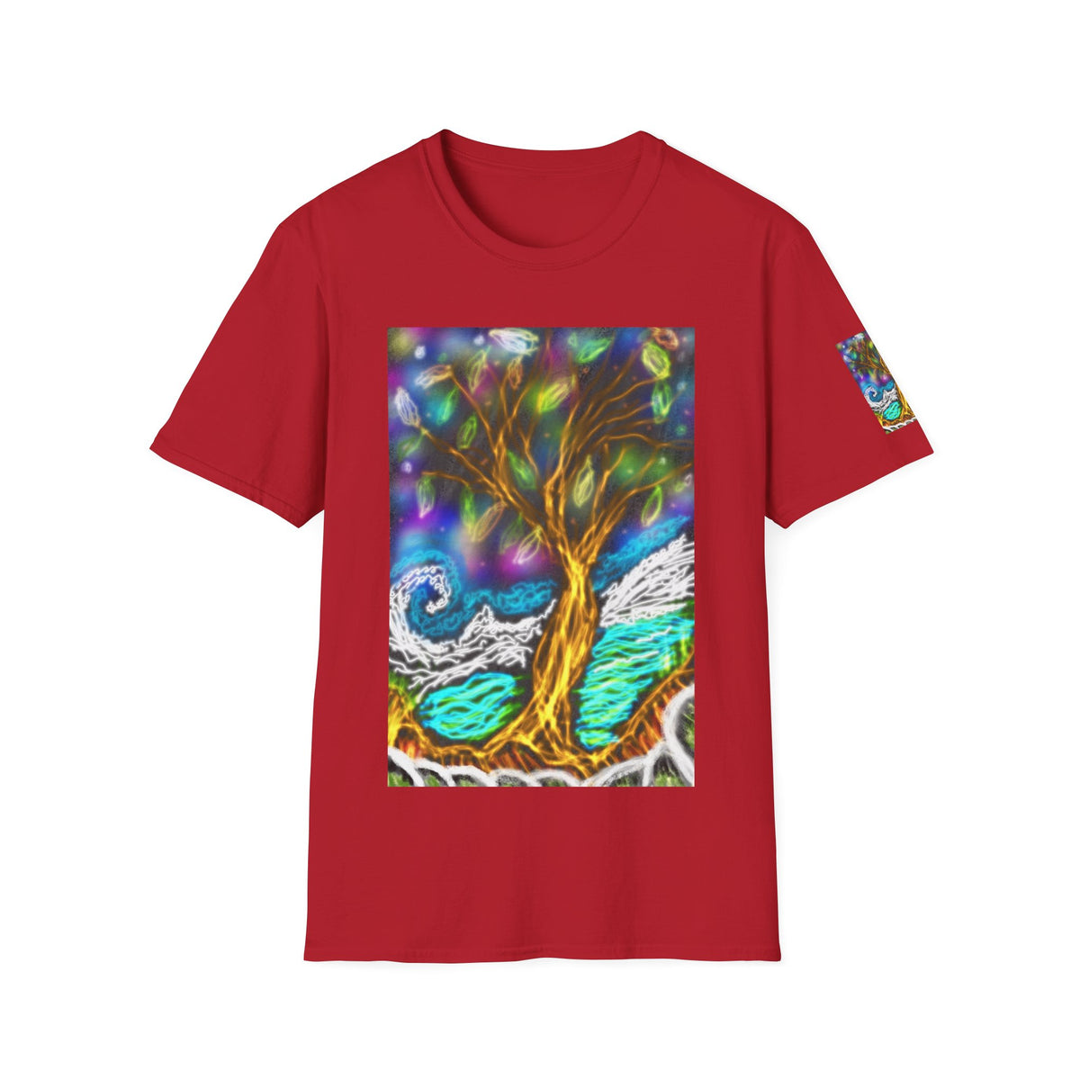 Mystic Tree Graphic T-Shirt — Colorful Ethereal Nature Design