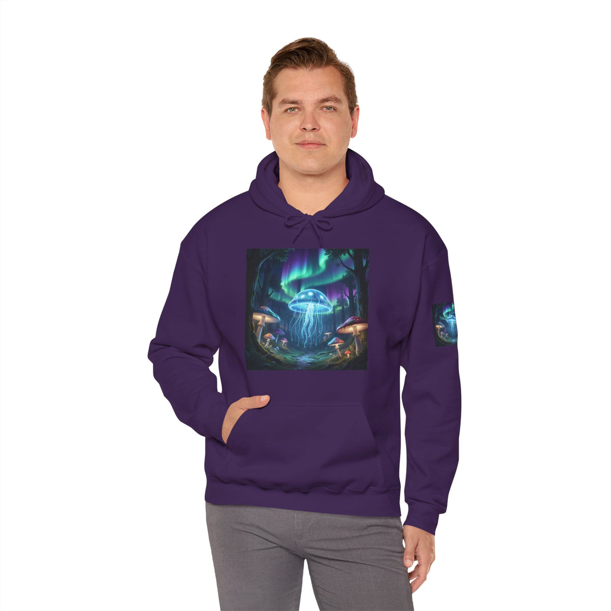 Mystical Glow Mushroom Jellyfish Hoodie – Neon Forest Jellyfish Design