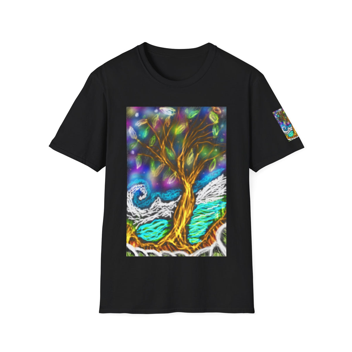 Mystic Tree Graphic T-Shirt — Colorful Ethereal Nature Design