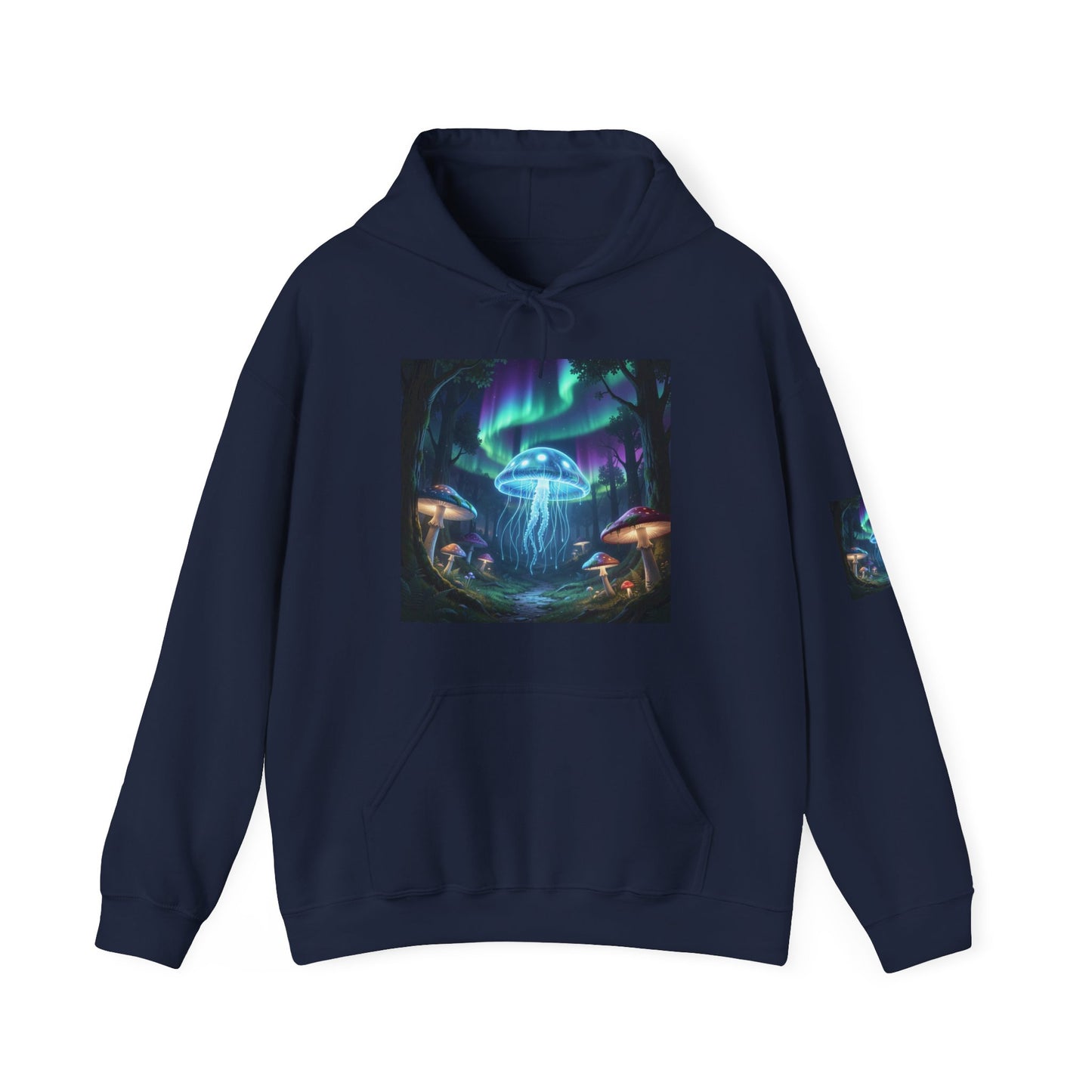 Mystical Glow Mushroom Jellyfish Hoodie – Neon Forest Jellyfish Design