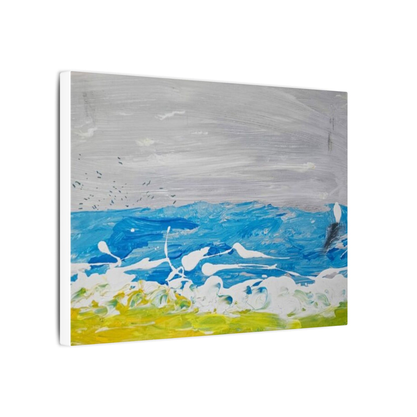 Seaside Abstract Canvas Art – Blue Ocean Waves Matte Stretched Print