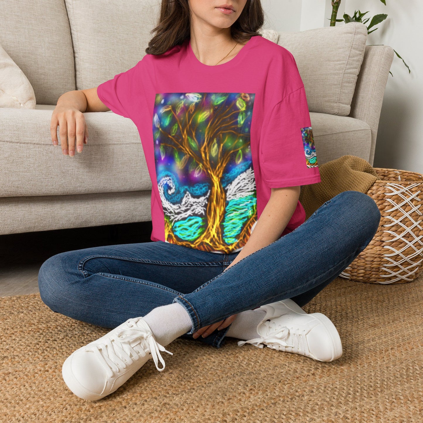 Mystic Tree Graphic T-Shirt — Colorful Ethereal Nature Design
