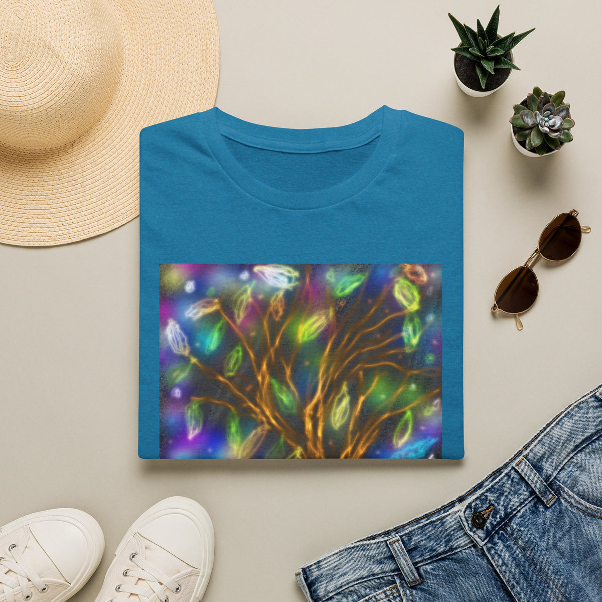 Mystic Tree Graphic T-Shirt — Colorful Ethereal Nature Design