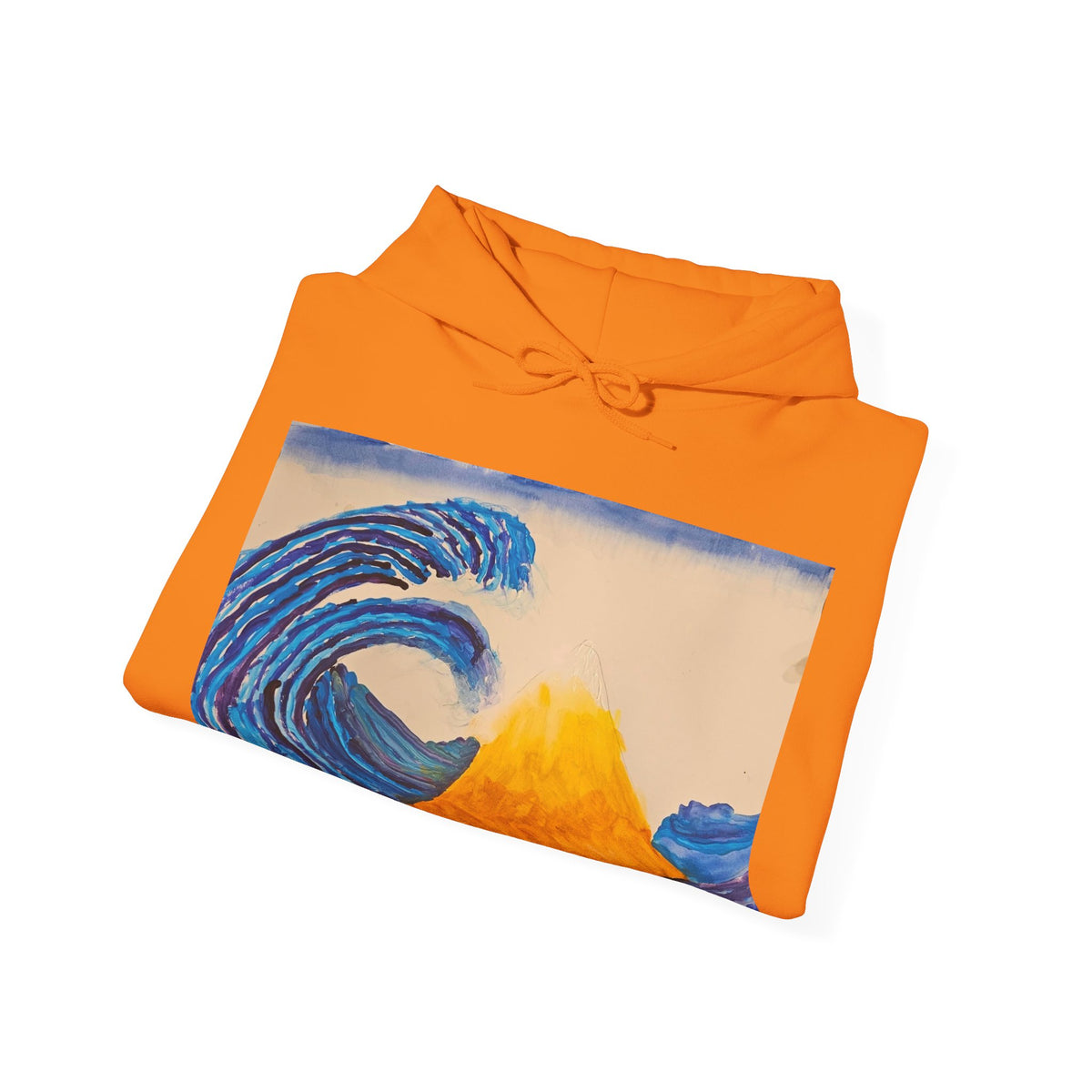 Wave and Volcano Art Hoodie — Ocean Wave Painting Sweatshirt