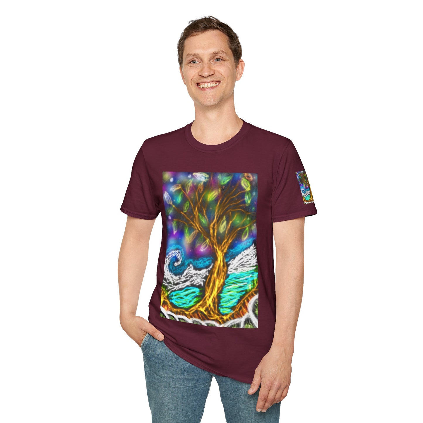 Mystic Tree Graphic T-Shirt — Colorful Ethereal Nature Design