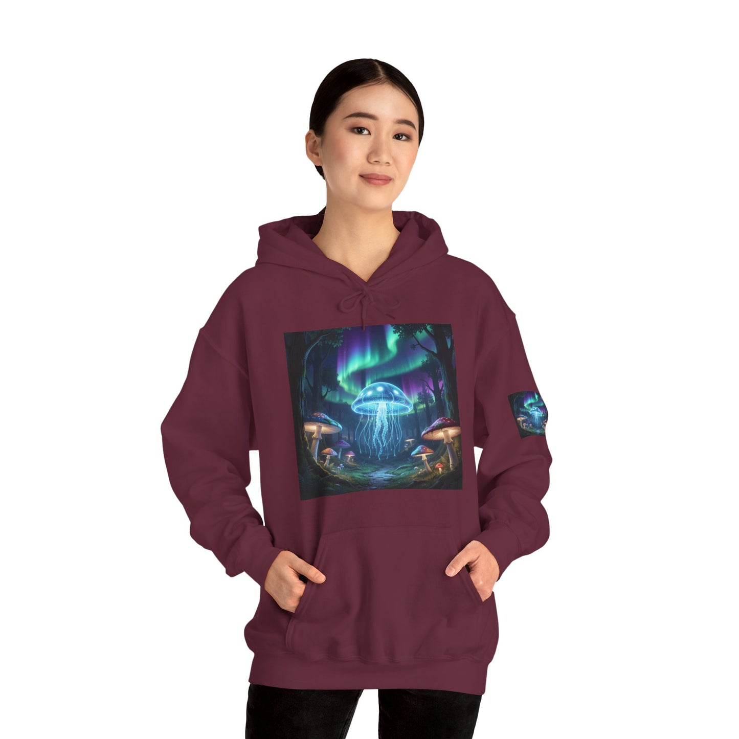 Mystical Glow Mushroom Jellyfish Hoodie – Neon Forest Jellyfish Design