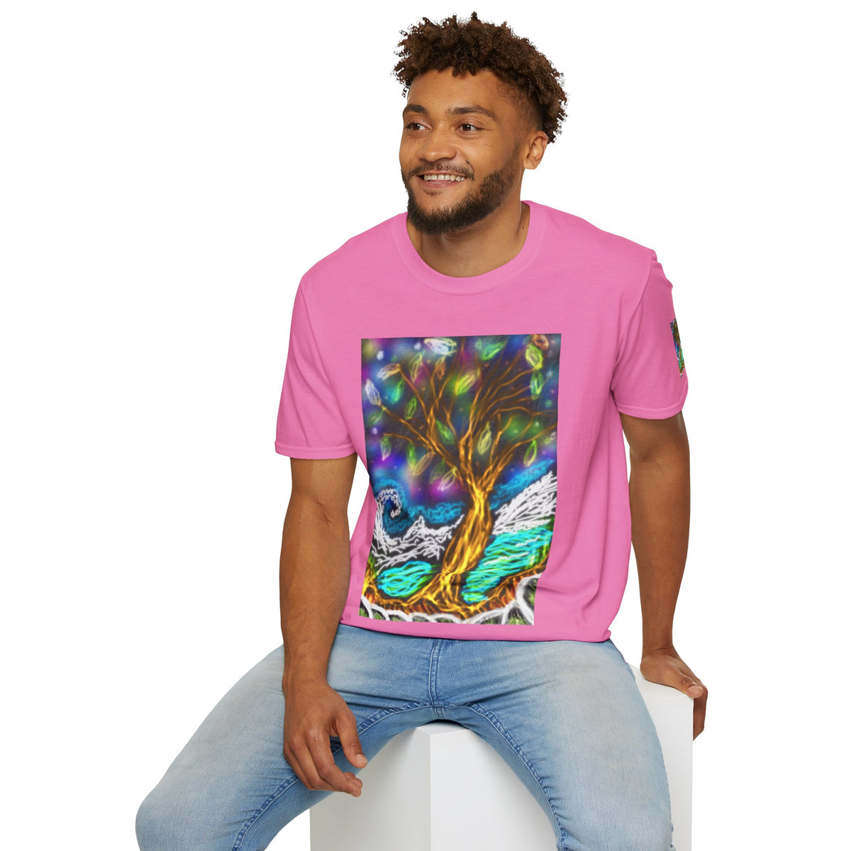 Mystic Tree Graphic T-Shirt — Colorful Ethereal Nature Design