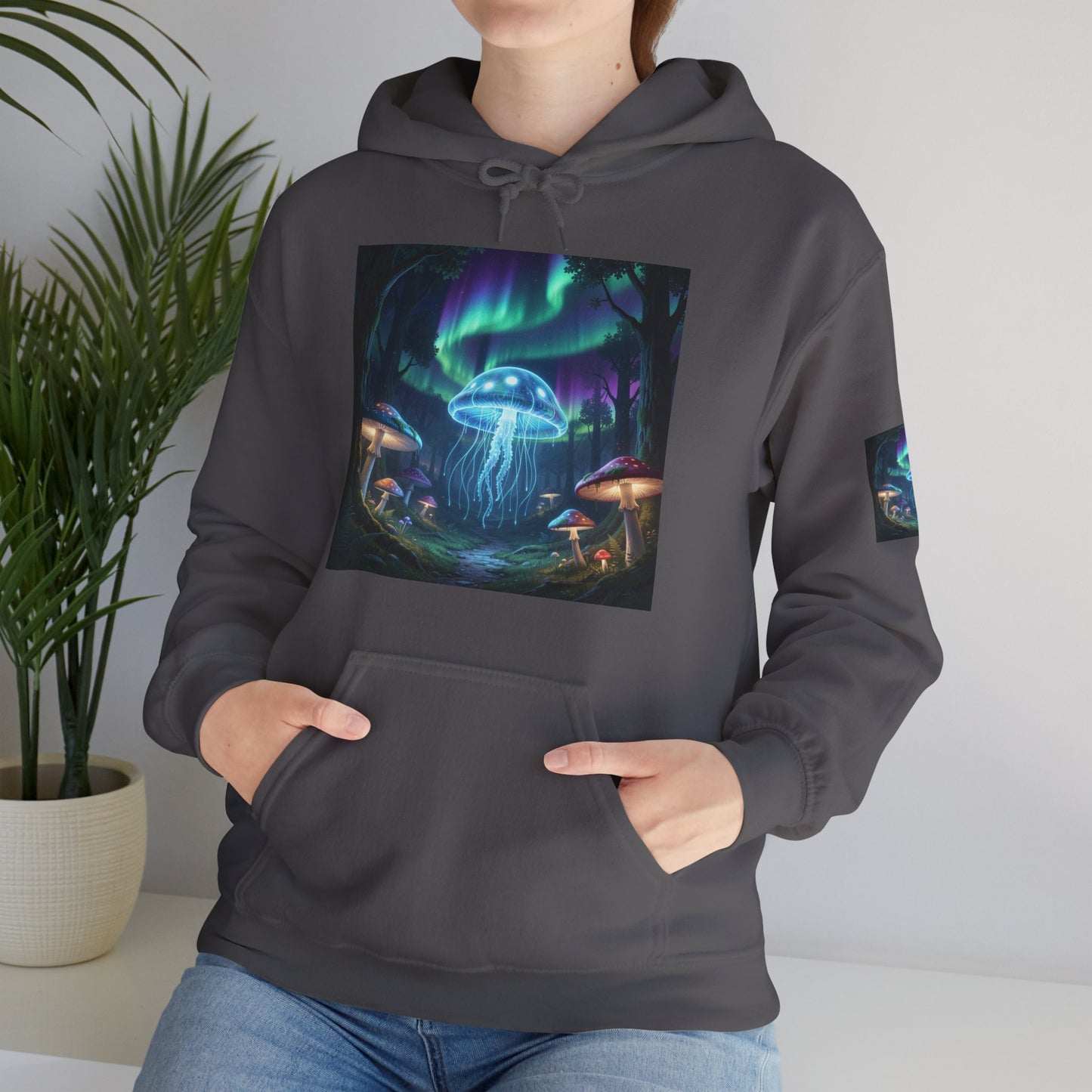 Mystical Glow Mushroom Jellyfish Hoodie – Neon Forest Jellyfish Design