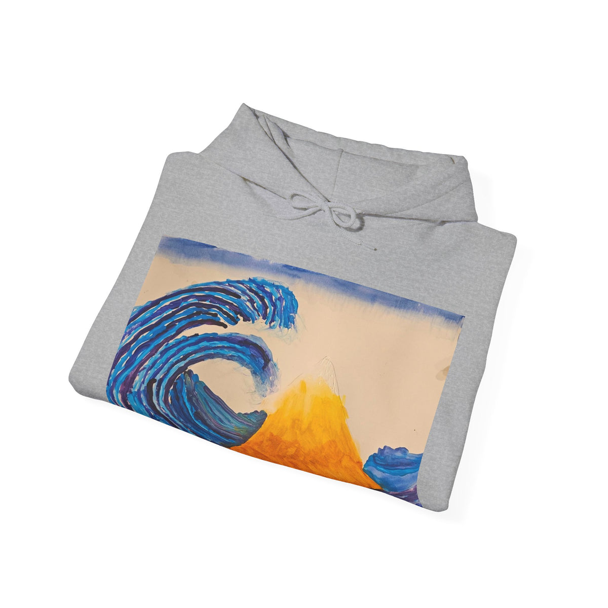 Wave and Volcano Art Hoodie — Ocean Wave Painting Sweatshirt