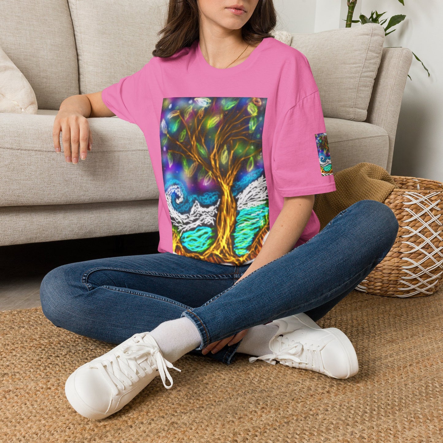 Mystic Tree Graphic T-Shirt — Colorful Ethereal Nature Design