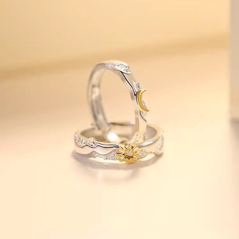 Sun and Moon Open Ring for Couples – Adjustable
