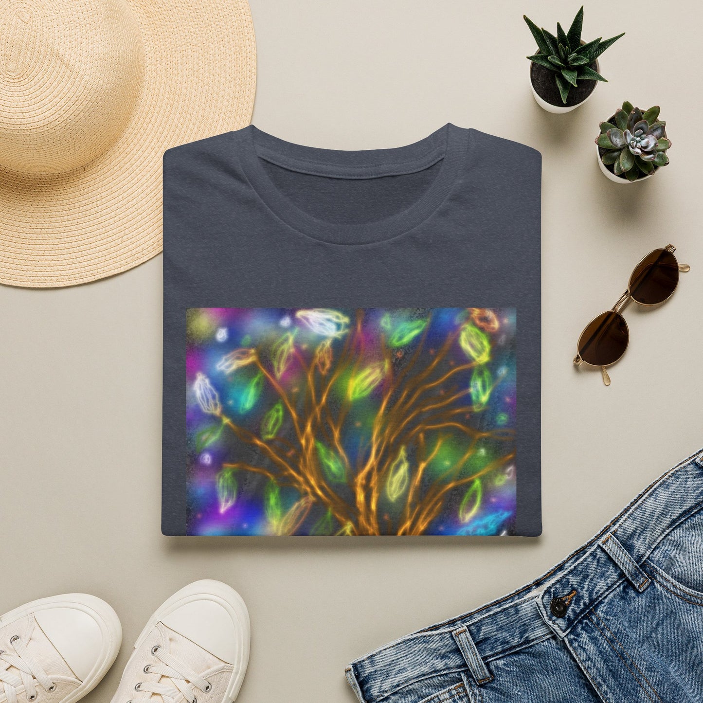 Mystic Tree Graphic T-Shirt — Colorful Ethereal Nature Design