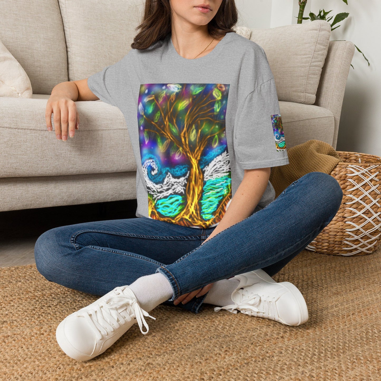 Mystic Tree Graphic T-Shirt — Colorful Ethereal Nature Design