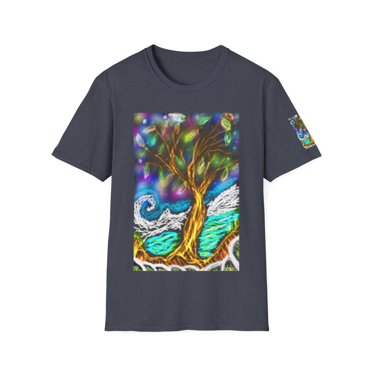 Mystic Tree Graphic T-Shirt — Colorful Ethereal Nature Design