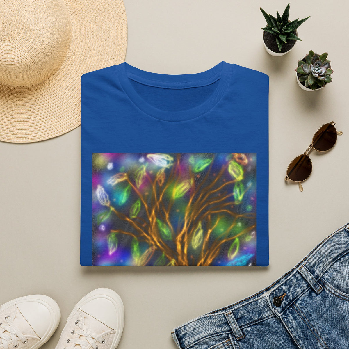 Mystic Tree Graphic T-Shirt — Colorful Ethereal Nature Design