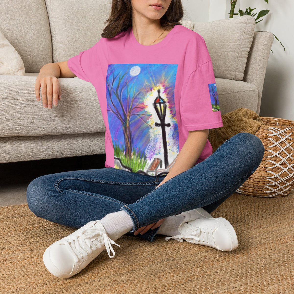 Moonlit Lantern T‑Shirt — Whimsical Nightscape Tee