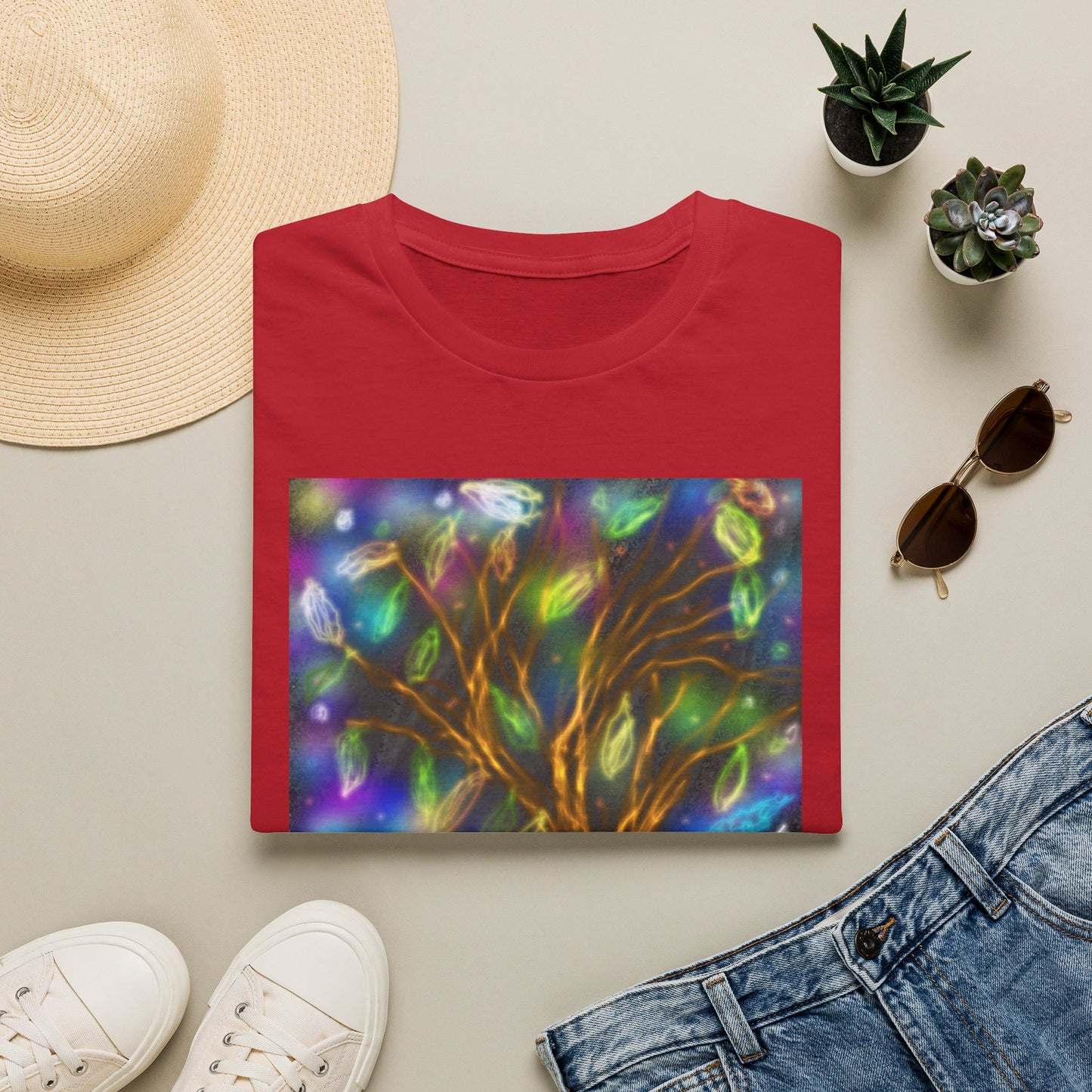 Mystic Tree Graphic T-Shirt — Colorful Ethereal Nature Design