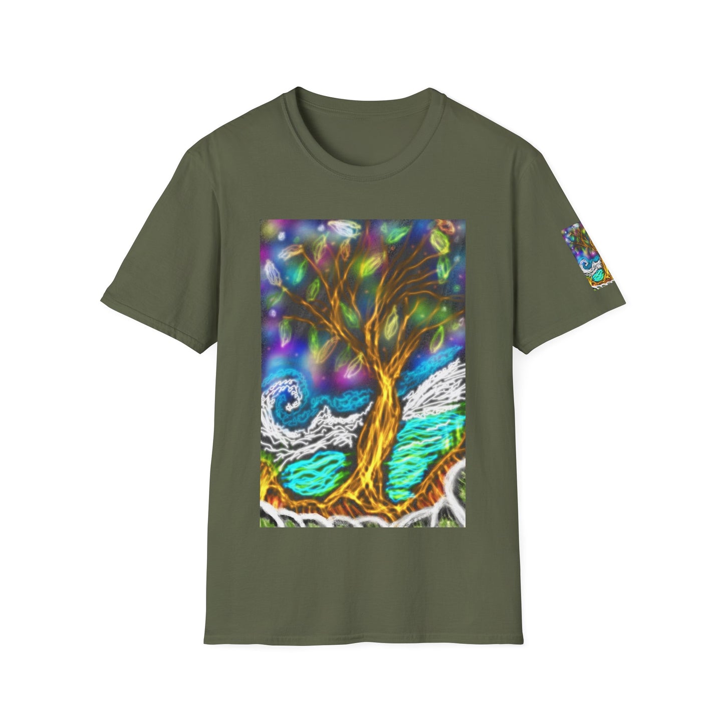 Mystic Tree Graphic T-Shirt — Colorful Ethereal Nature Design