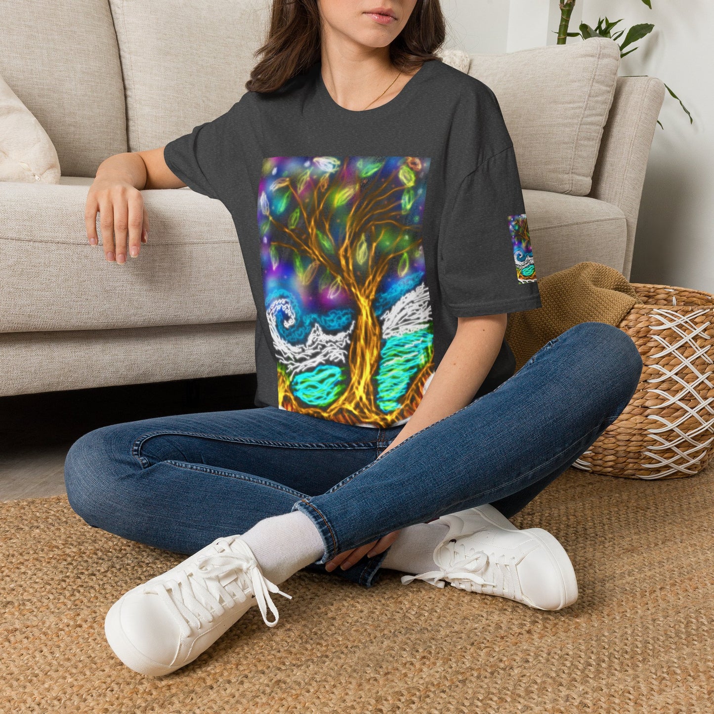 Mystic Tree Graphic T-Shirt — Colorful Ethereal Nature Design