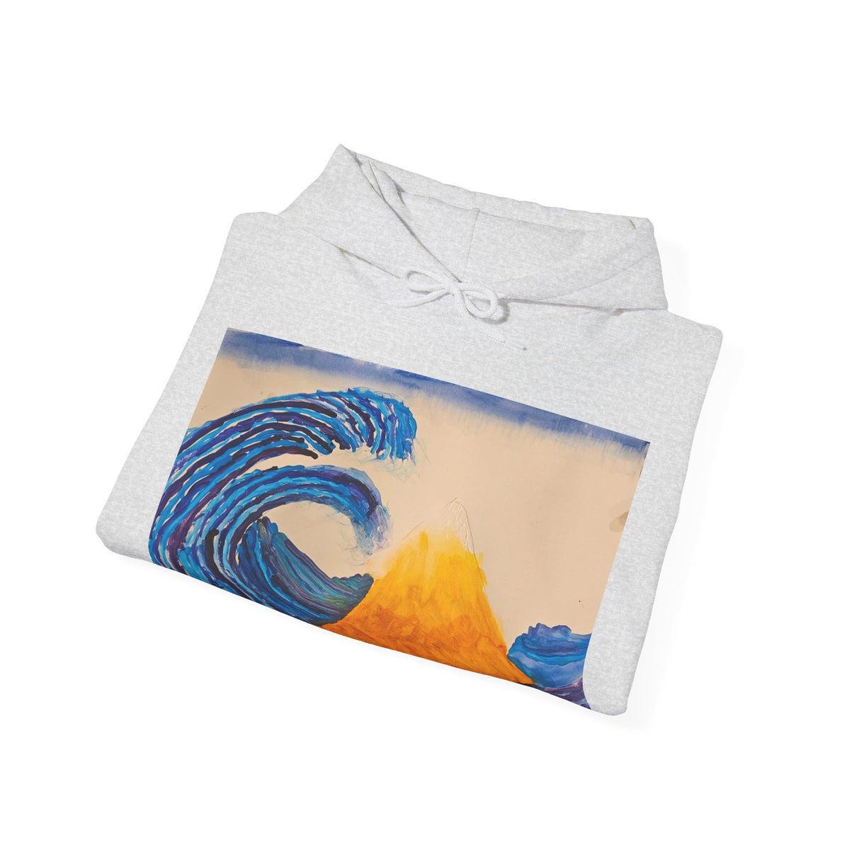 Wave and Volcano Art Hoodie — Ocean Wave Painting Sweatshirt