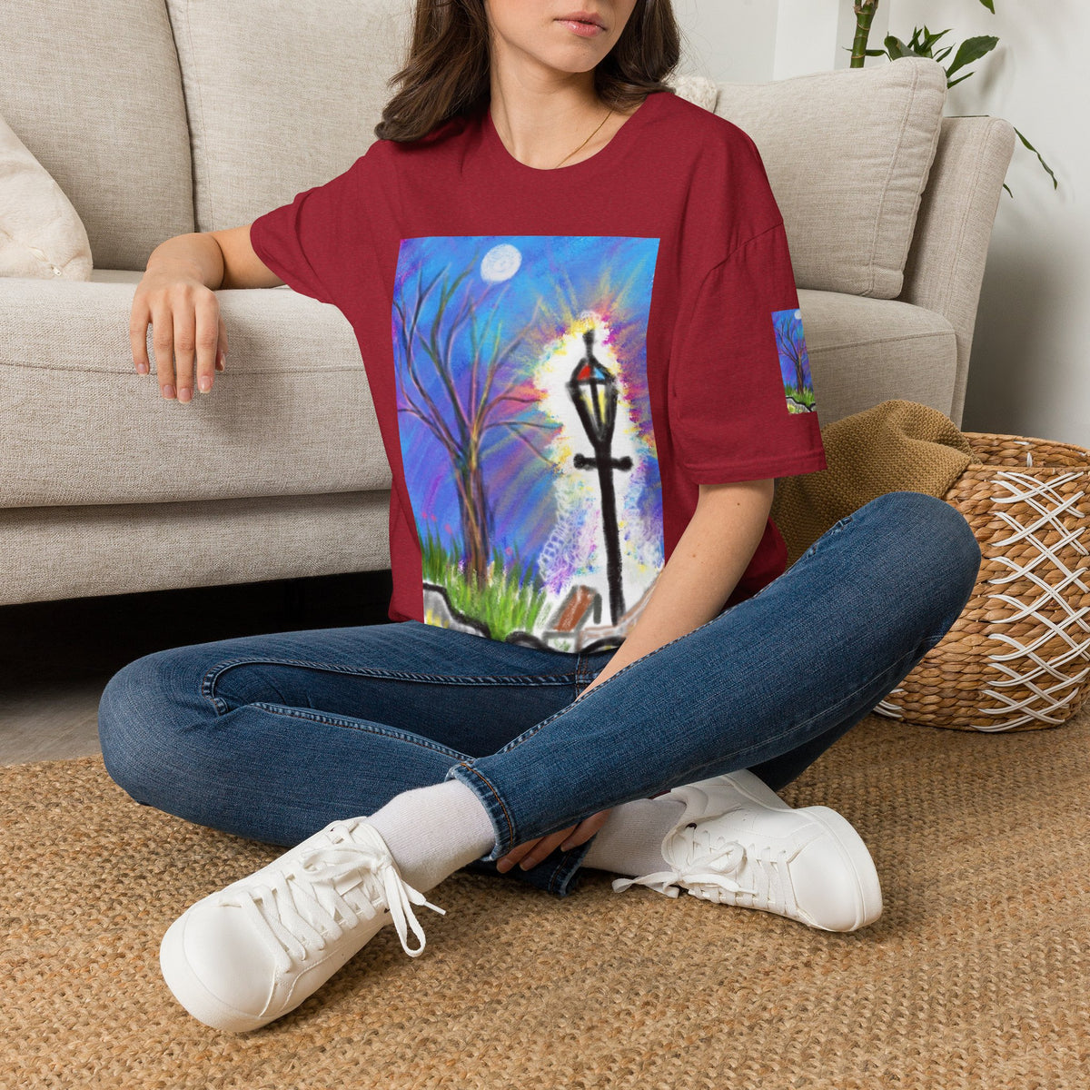 Moonlit Lantern T‑Shirt — Whimsical Nightscape Tee