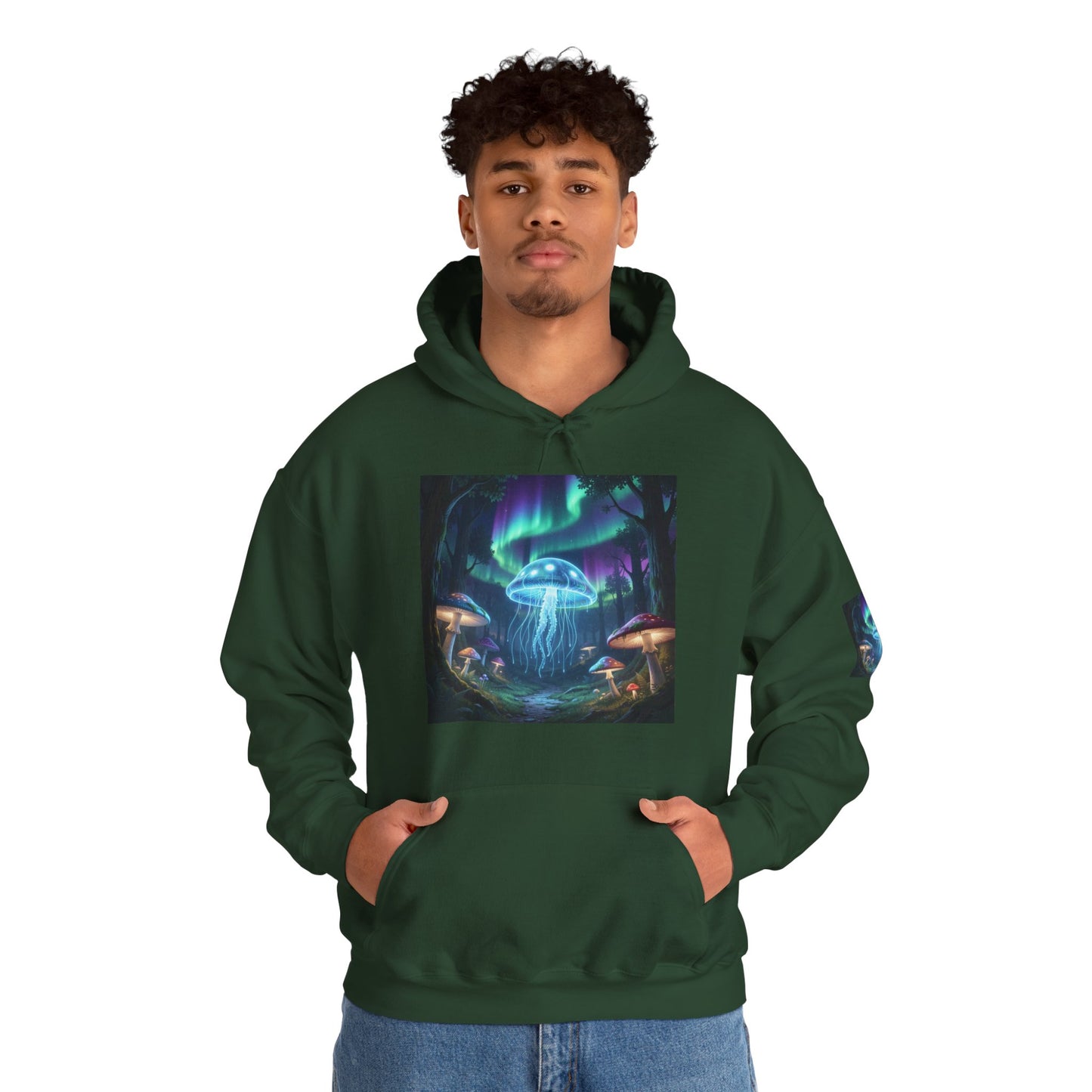 Mystical Glow Mushroom Jellyfish Hoodie – Neon Forest Jellyfish Design