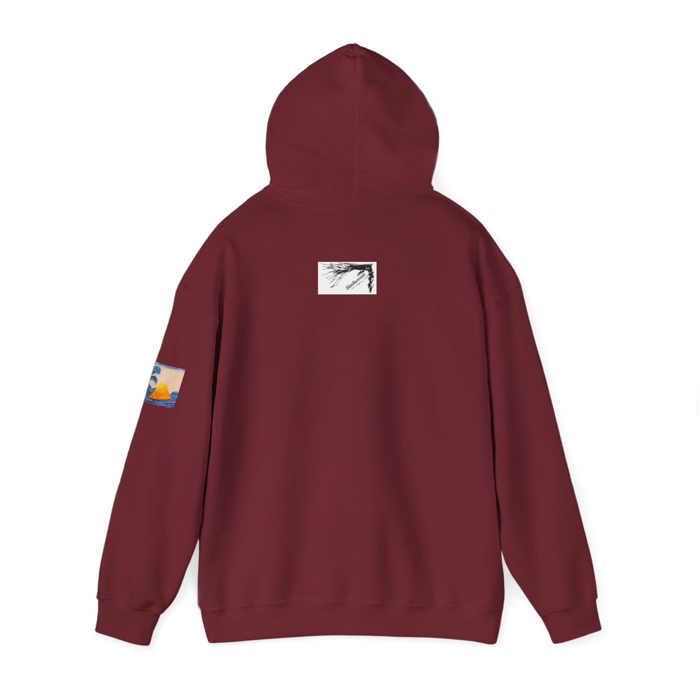 Wave and Volcano Art Hoodie — Ocean Wave Painting Sweatshirt