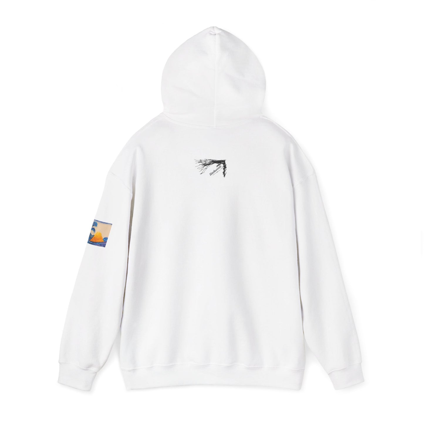 Wave and Volcano Art Hoodie — Ocean Wave Painting Sweatshirt
