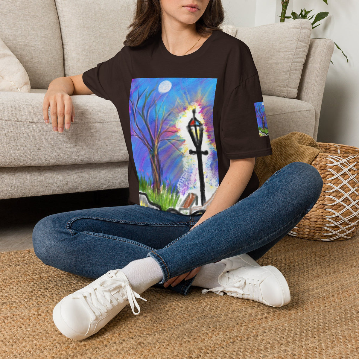 Moonlit Lantern T‑Shirt — Whimsical Nightscape Tee