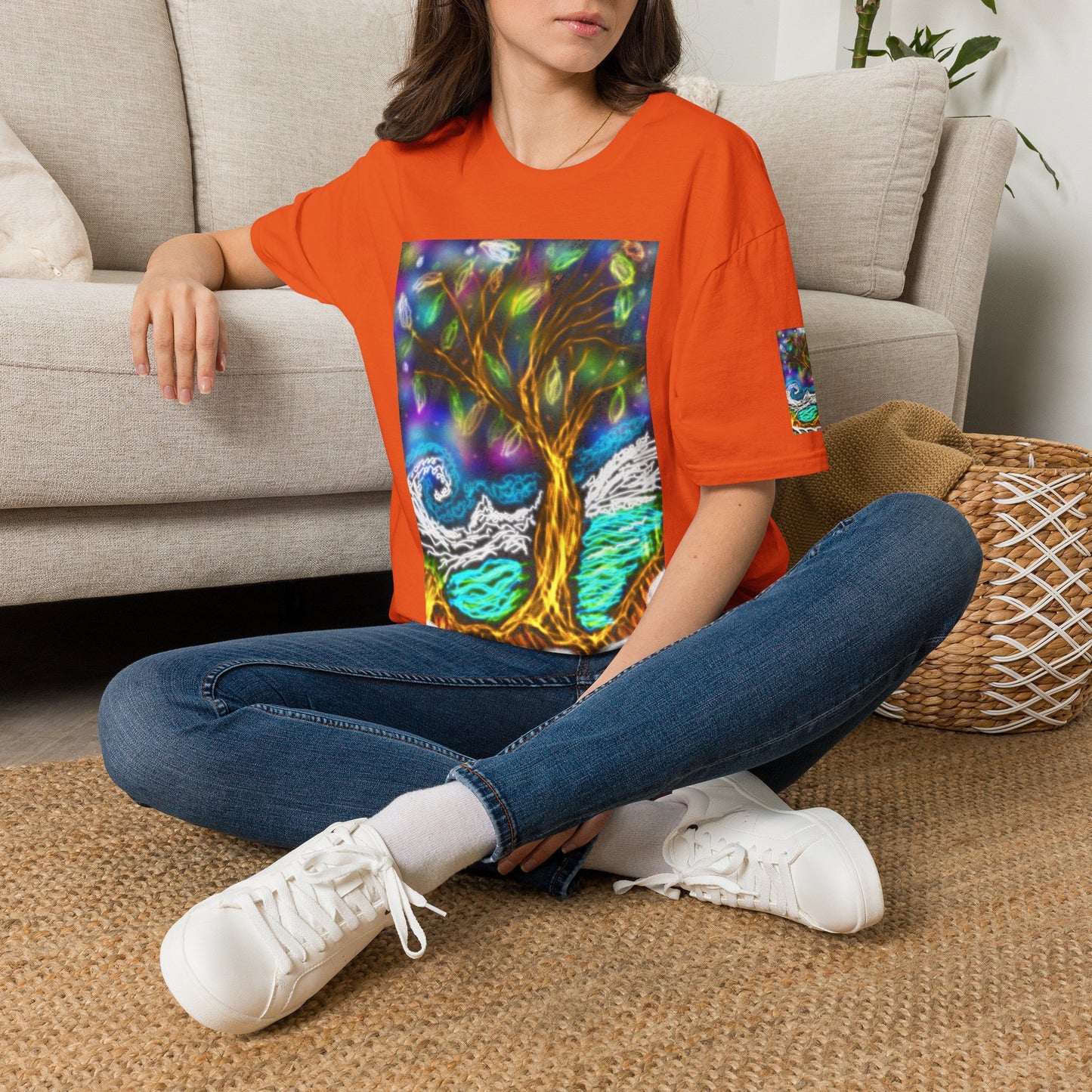 Mystic Tree Graphic T-Shirt — Colorful Ethereal Nature Design