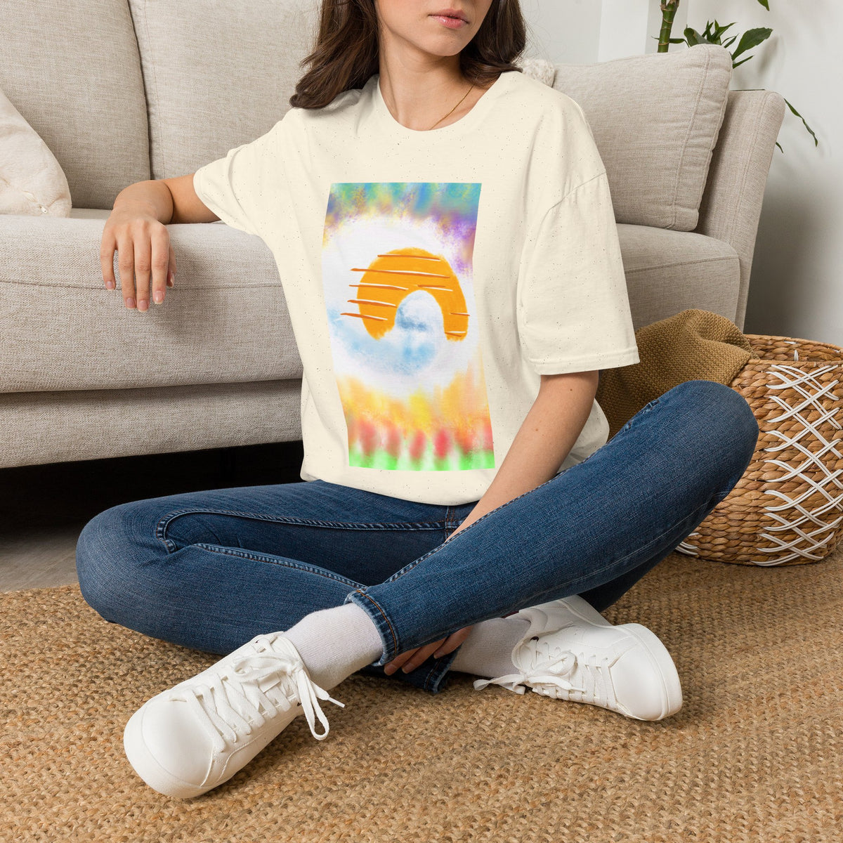 Retro Sunrise Graphic T-Shirt — Colorful Tie-Dye Vibe